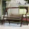 thumbnail image 6 of Outsunny 3 Seat Wooden Porch Swing with Stand, Patio Swing Chair with Cushion, Carbonized Brown, 6 of 9