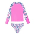 thumbnail image 3 of iiniim Kids Girls Tropical Swimsuit Two Pieces Long Sleeve Rashguard Set Summer Swimwear Bathing Suit 6-16 Pink 14, 3 of 7