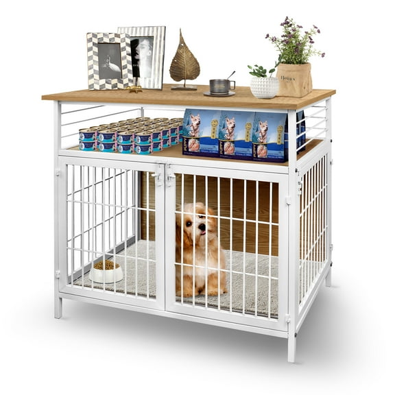 XgoodX Dog Cages Pet Kennel Supplies Indoor Wooden Crate Double Doors Furniture