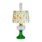 Aladdin Clear Over Emerald Lincoln Drape Table Oil Lamp with Summer Sunflower Shade (Brass Trim)