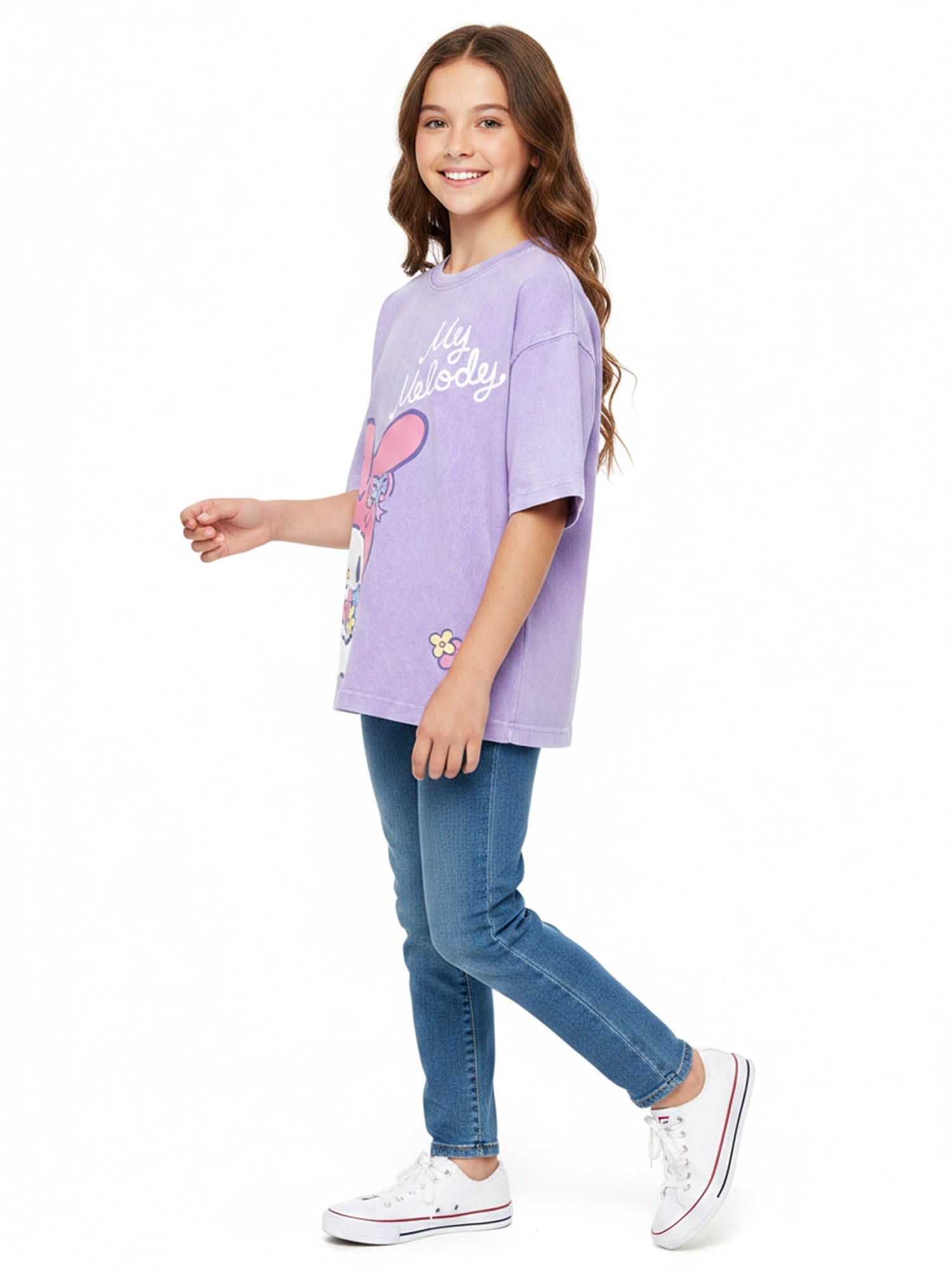 Sanrio Girls My Melody and Kuromi Mineral Wash Graphic T-Shirt, Sizes 4-16