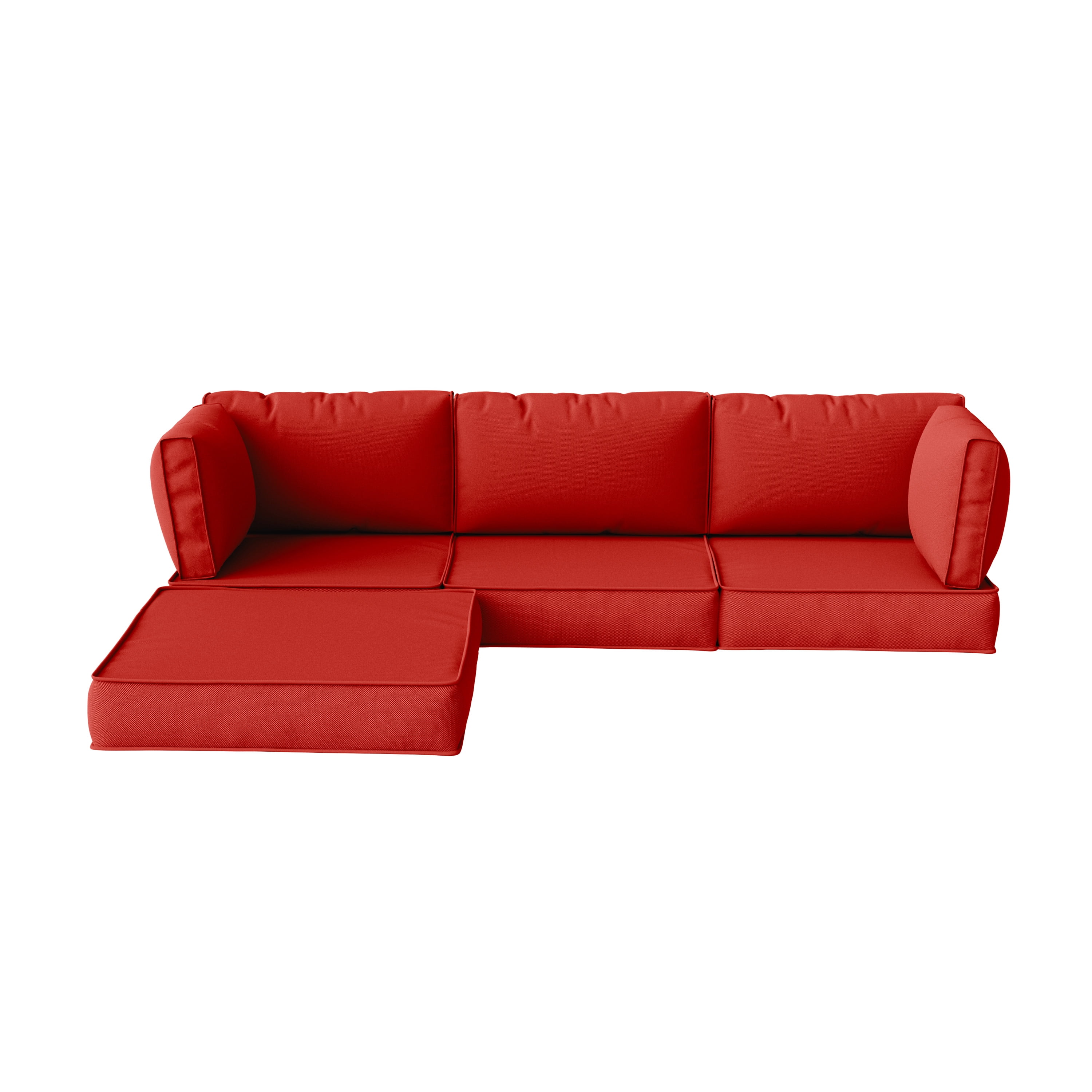 Snubbull Patio Furniture Cushions, Replacement Outdoor Cushions for 4-Seat Sectional Sofa,Waterproof & Zipped, Red
