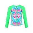 thumbnail image 3 of Sywiyi Kids Girls 3 Pieces Long Sleeve Zipper Rash Guard Swimsuit Tankini Swimwear Set Sunsuits UPF Colorful 12, 3 of 7