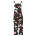 thumbnail image 5 of Summer Jumpsuit Women Casual Tie Strap Floral Print Long Romper with Pocket High Waist Wide Leg Slimming Patio Outfits, Multicolor, XL, 5 of 7
