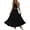 Black, variant on Bohemian Style High Waist Solid Color Midi Skirt For Flowy A Line Casual Summer Skirt With Pockets And Comfortable Elastic Waistband Denim Overall Skirt, Size L