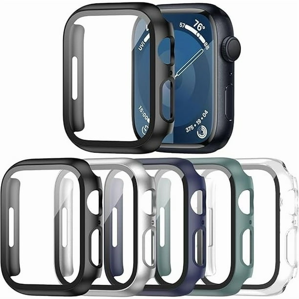 wonima02 5 Pack Case with Tempered Glass Screen Protector for Apple Watch Series 9 8 7 45mm, PC Hard Ultra-Thin Slim Fit Scratch Resistant Bumper Protective Cover for iWatch S9 S8 S7 45mm Accessories