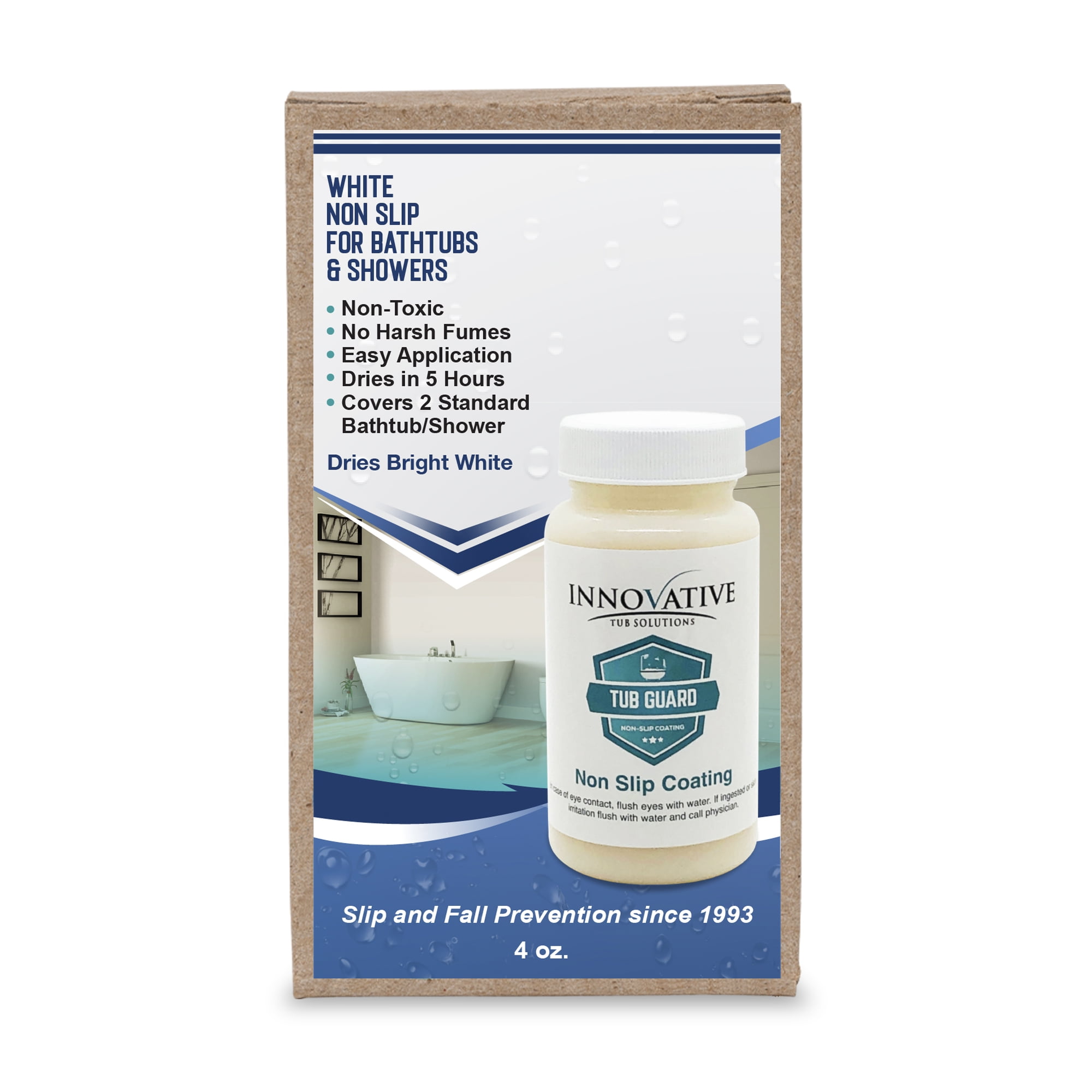Tub Guard Brand White Non Slip Coating 4 oz. for 2 Bathtubs or Showers