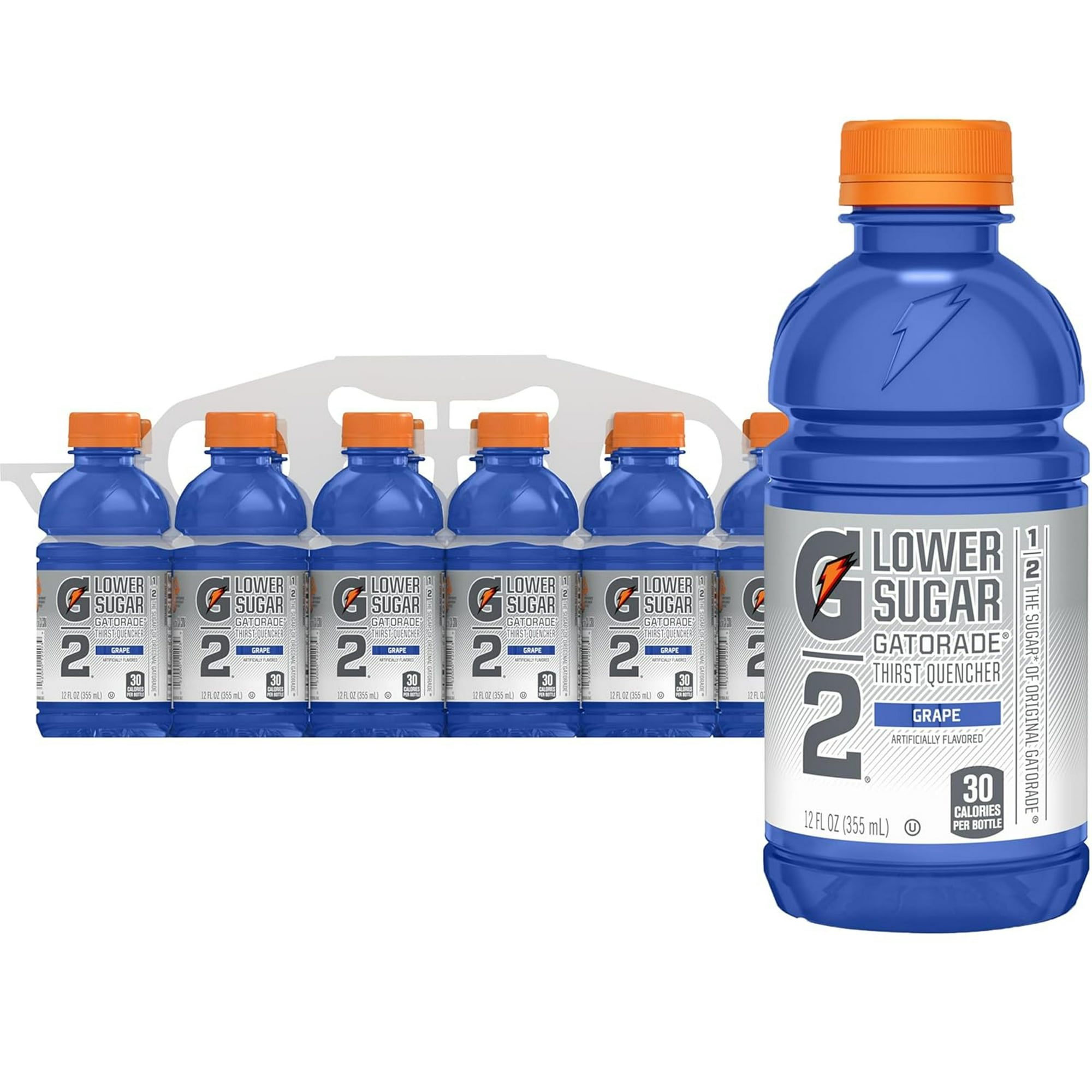 Gatorade G2 Lower Sugar Thirst Quencher Grape Sports Drinks, 12 fl oz, 12 Count Bottles