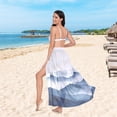 thumbnail image 6 of FORMRS Womens Long Sarong Beach Wrap Semi-Sheer Bikini Skirt Bathing Swimsuit Cover Up, Watercolor Mountains, 6 of 7