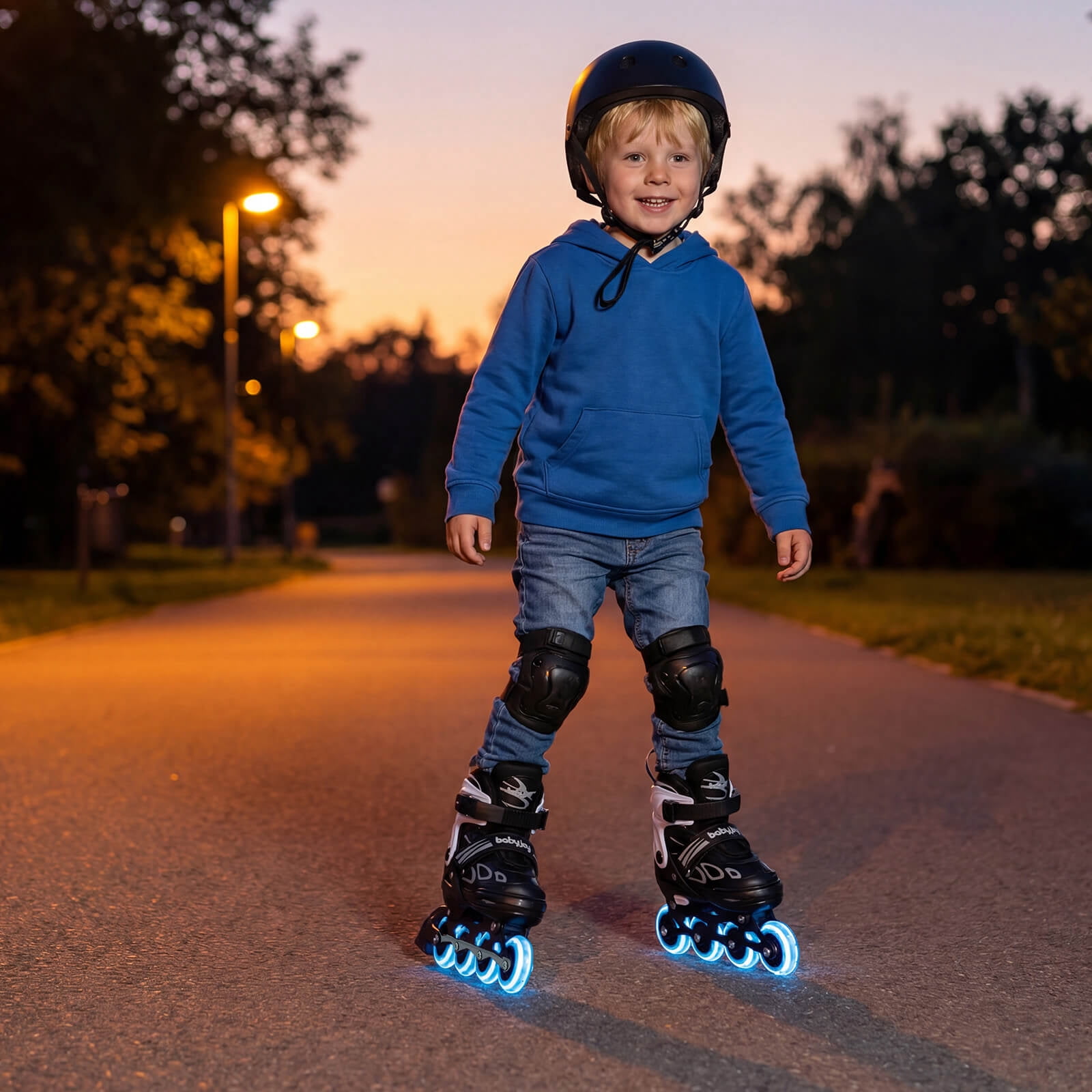 Babyjoy Kids’ Inline Skates for Boys Girls Ages 5-7, 4 Sizes Adjustable Blade Roller White & Black