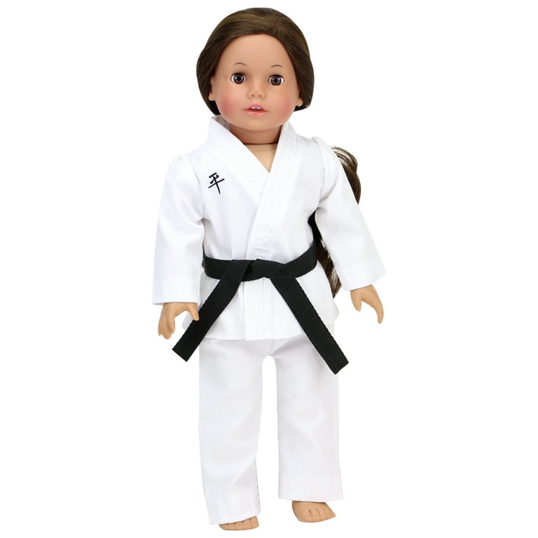 Sophia s Karate Uniform with White Purple Black Belts for 18 Dolls White