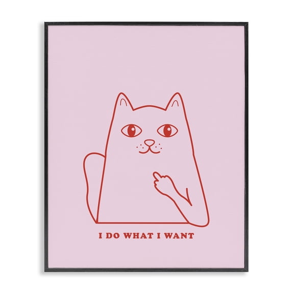 Stupell Industries Eclectic Do What I Want Cat Black Framed Giclee Art, 11 x 14, by House of Lulu