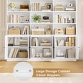thumbnail image 2 of Homfa Triple Row 4 Tier Bookcase with Door, 70" Wide Large Bookshelf with 12 Display Cubicles, 72" Tall Farmhouse Bookcase for Home Office Living Room, White, 2 of 7