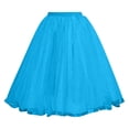thumbnail image 4 of LEKWK Womens Tulle Skirt Elegant Fluffy Midi Skirt Elastic High Waist Pleated Skirt Multi Layered Mesh Flowy Lining Party Wedding Guest, 4 of 5