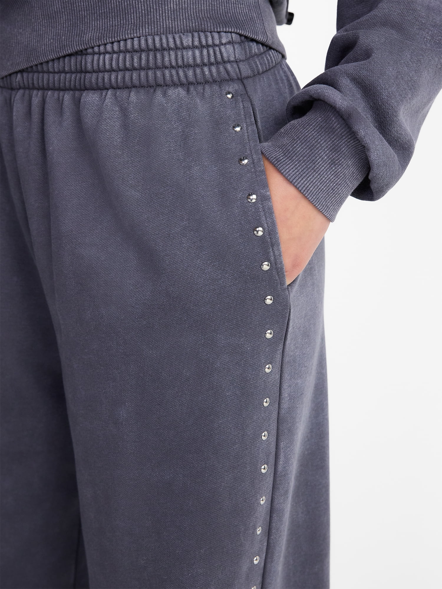 No Boundaries Mineral Wash Studded Sweatpants, 31" Inseam, Women's XXS-XXL