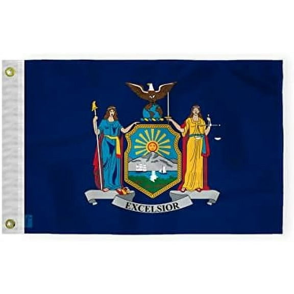 AGAS New York State Outdoor Flag, 12x18 Inch, 200D Nyl, Fade Proof Colors, Brass Grommets