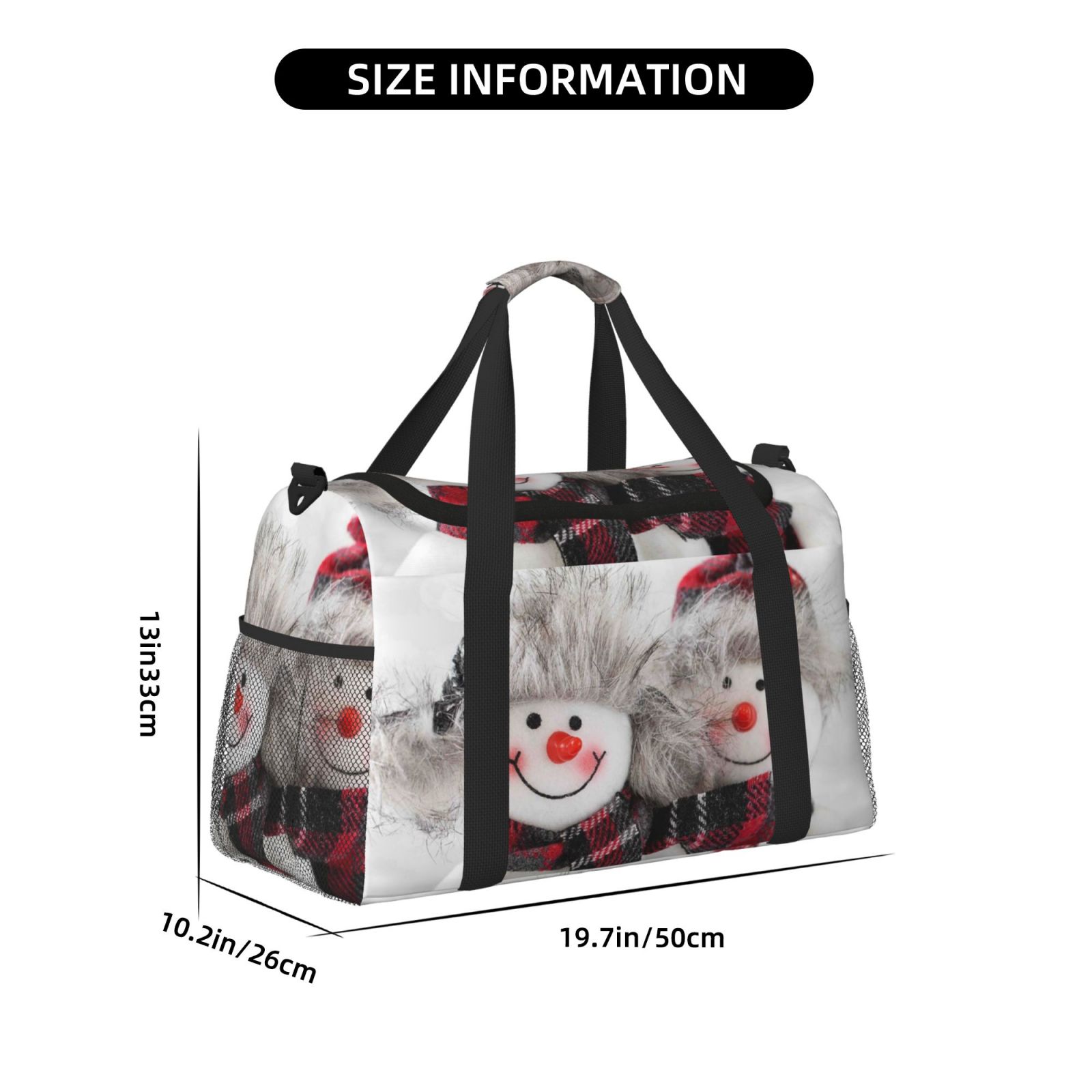 Fuzoiu Christmas Snowman With Hat Print Travel Duffle Bag,Carry On Tote Bags,Duffel Bag,Sport Gym Bag, Hospital Bag for Labor and Delivery, Overnight Bag,Luggage Bag