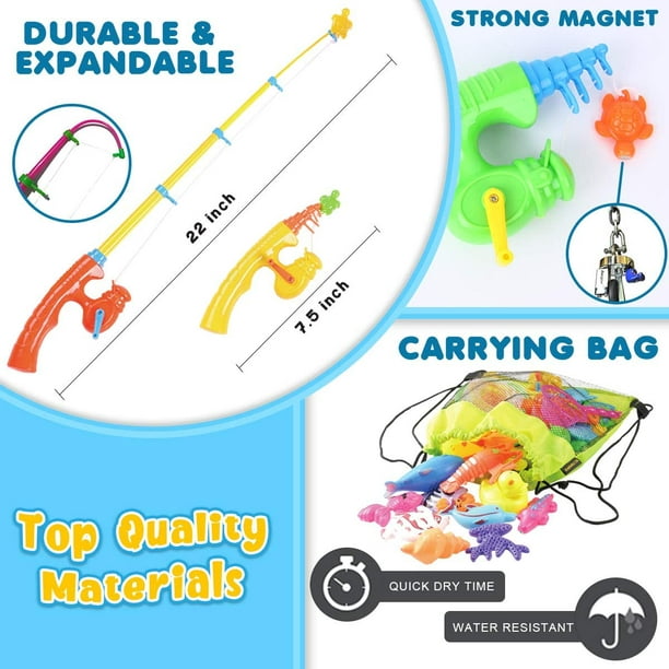 Hhhc Magnetic Fishing Game Pool Toys For Kids - Bath Outdoor Indoor Carnival Party Water Table Fish Toys For Kids Age 3 4 5 6 Years Old 2 Players Gift
