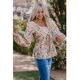 thumbnail image 3 of POGLIP Women's Multicolor Faux Two-piece Front Tie Floral Top, 3 of 6