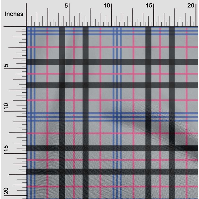 oneOone Polyester Lycra Light Gray Fabric Madras Check Fabric For Sewing Printed Craft Fabric By The Yard 56 Inch Wide