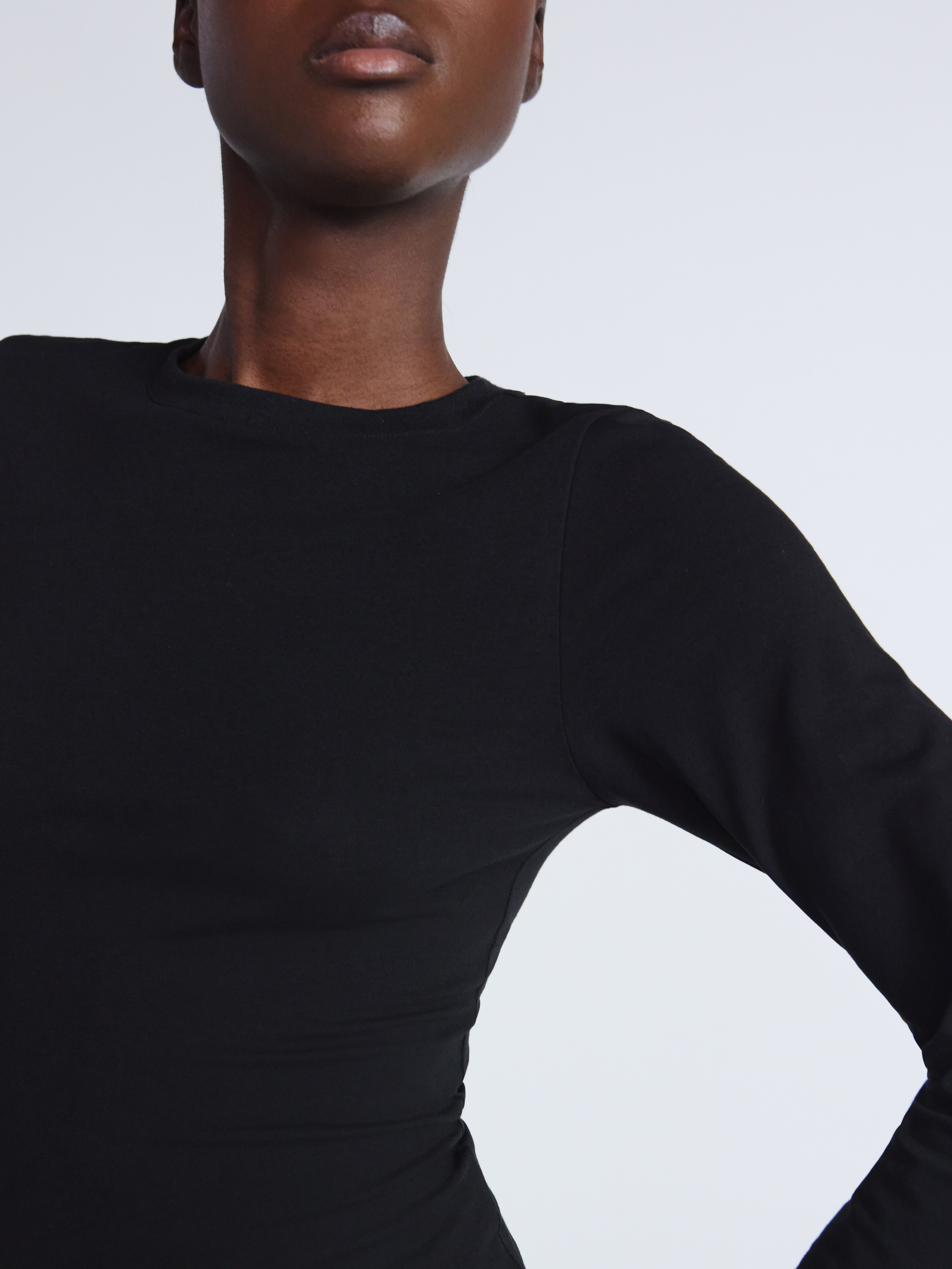 Women’s Stretch Cotton Blend Crewneck Tee with Long Sleeves, Sizes XS-XXL