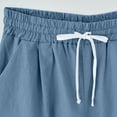 thumbnail image 4 of Fsgntruao Bermuda Shorts for Women Cotton Linen Elastic Waist Knee Length Casual Loose Drawstring Capri Pants with Pockets Wide Leg Pant Summer Shorts, 4 of 6