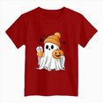 thumbnail image 4 of KPOPLK Girl Halloween T-Shirt Cute Ghost Pumpkin Shir Short Sleeve Crewneck Tee Top Kids Fal Clothes Size 1-2 Years,Red, 4 of 5