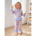 thumbnail image 6 of RUINIXCW Toddler Baby Girl Spring Fall Winter Pajamas Set Kids PJS Sleepwear Floral Print Ruffled Button Down Collar Long Sleeve Shirt Tops Pants Set, 6 of 10