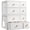 White, variant on White Fabric Stackable Storage Drawers Closet Organizer & Storage with Fabric Drawers & Wood Top & Metal Frame, 4 Drawers Total, 22LBS/Drawer