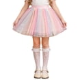 thumbnail image 2 of Ynynloco Girls Pastel Rainbow Tulle Tutu Skirt Sparkle Elastic Waist A-Line Princess Skirt for Party with Moon Star Print, 2 of 9