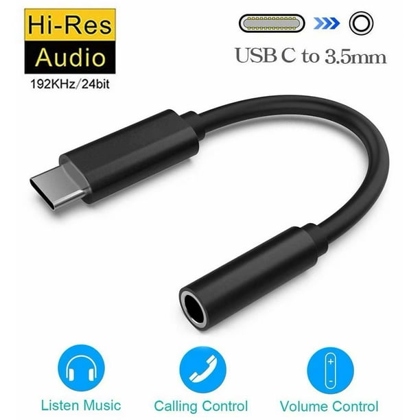 USB C Headphone Adapter, HiRes DAC TypeC to 3.5mm Audio Earphones