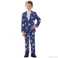 thumbnail image 3 of Whosucclay Fireworks Star Print Durable Boys Suit, 2 Piece Blazer Pants Set Elastic Waist Polyester Boys Suit Set for Prom Party, 3 of 10