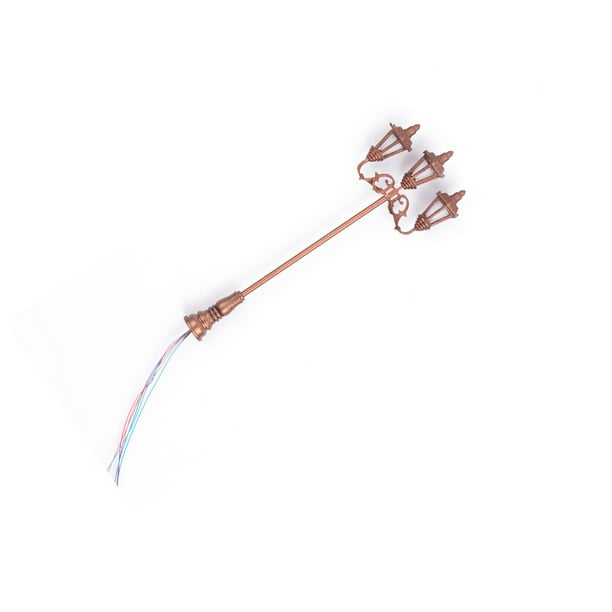 Inteprter Farolas LED a escala 1:87, modelo de estilo Vintage, fabricación de trenes, 3 cabezales, luz blanca cálida en miniatura para decoración de Artesanía Bronce/Blanco cálido Inteprter HA066526-05
