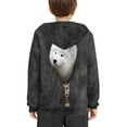 thumbnail image 4 of Xoenoiee Long Sleeve Hooded Sweatshirt with Kangaroo Pocket Pullover Hoodies for Kids Activewear Fall Winter Warm Cloth for Hiking Traveling, Vintage Samoyed Dog Print, XL, 4 of 7