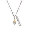 thumbnail image 1 of Delight Jewelry Two-tone Small Acorn with Crystals Silvertone Guardian Angel Bar Charm Necklace, 23", 1 of 4