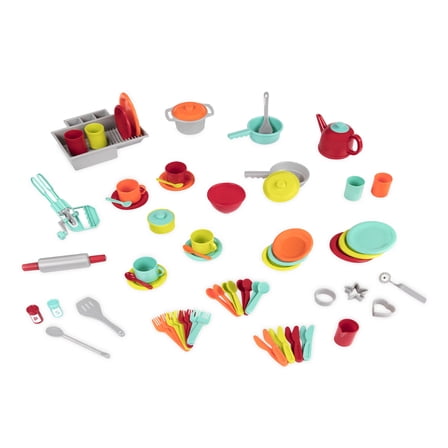 Battat Deluxe Kitchen Plastic Playset Pretend Play Cooking & Baking Accessories for 2 Years  