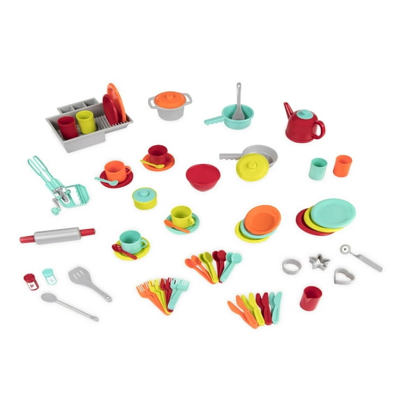 Battat Deluxe Kitchen Plastic Playset Pretend Play Cooking & Baking Accessories for 2 Years  