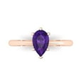 thumbnail image 2 of 1.0ct pear cut purple natural amethyst 18k rose gold Bridal Wedding Engagement Promise Anniversary Ring for Women size 5, 2 of 7