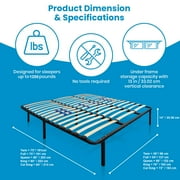 Boyd Sleep 14 Euro Metal Platform Bed Frame - Adjustable Lumbar Support, Tool-Free Assembly, Queen