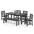 thumbnail image 4 of Gymax 6 PCS Patio Dining Bench Set Outdoor HDPE Weather Resistant Table & Chairs Set Black, 4 of 6