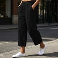 thumbnail image 2 of CHGBMOK Women's Linen Pants Casual Elastic Waist Cotton Wide Leg Pants with Pockets Trendy Lightweight Workout Trousers, 2 of 8