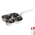 thumbnail image 1 of Sartén antiadherente de 4 cavidades para huevos, 34 cm, mango de madera, metal resistente, ideal para cocinar huevos, tortitas y platos pequeños, cocina doméstica, 1 of 8