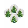 thumbnail image 7 of 13 Inch Round Placemats Set of 4, Green Christmas Tree Non Slip Heat Insulation PP Table Mats, Xmas Reindeer Modern Abstract Art Washable Place Mats for Kitchen Dining Party Table Decor, 7 of 7