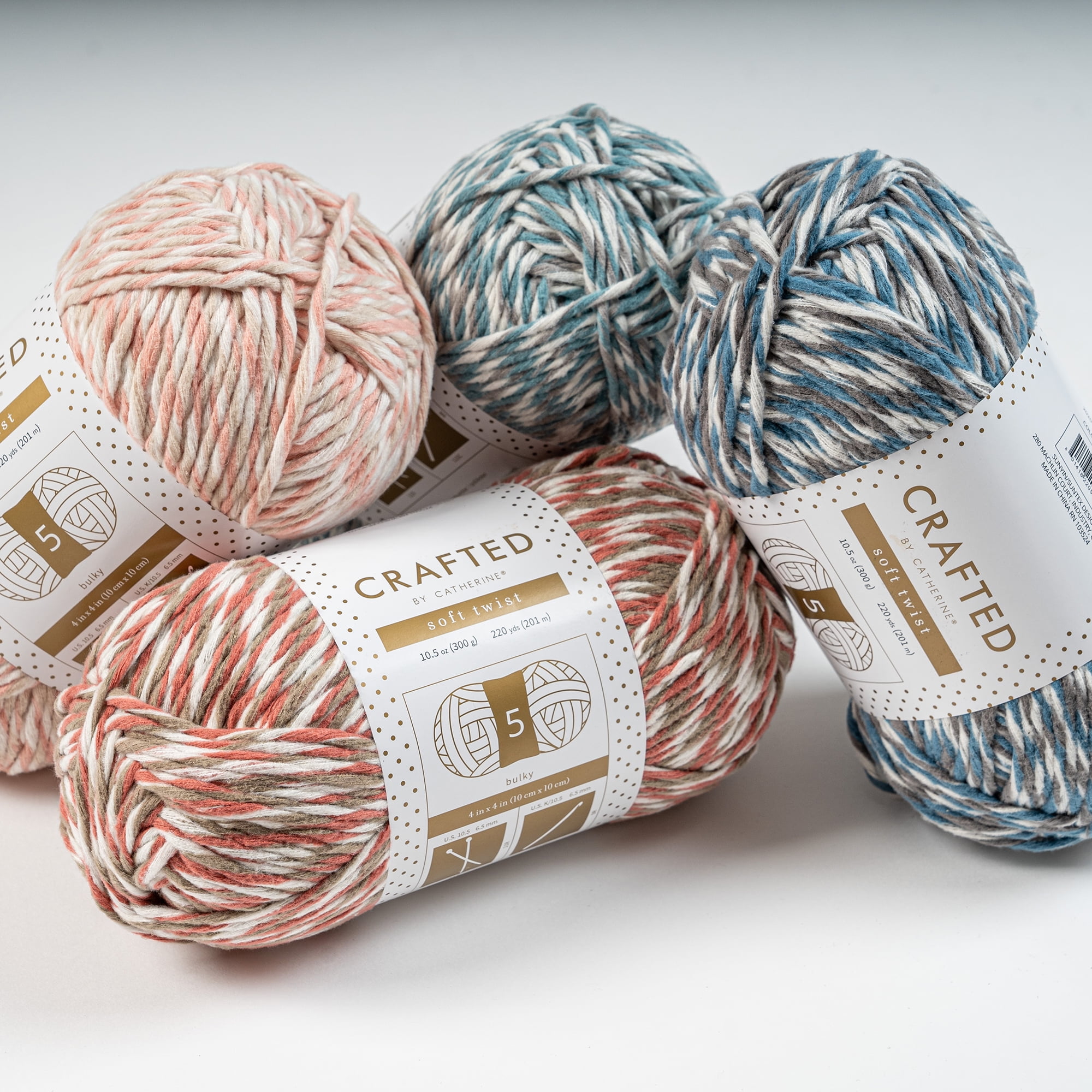 Crafted by Catherine Aqua Soft Twist Bulky Yarn, 220 yards, 10.5oz/300g (2 Pack)