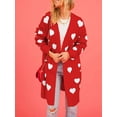 thumbnail image 4 of Musuos Women Open Front Duster Sweaters Heart Print Knitted Fall Cardigans with Pockets, 4 of 9