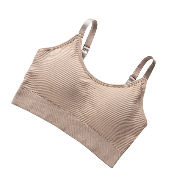 Jumpingount Bralette transpirable para mujer, sujetador sin costuras suave y agradable para la piel, sujetador sin costuras Ropa interior Caqui poco profundo