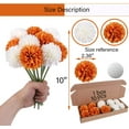 thumbnail image 2 of Artificial Flowers, 10Pcs Fake Flowers Silk Artificial Chrysanthemum Ball Hydrangea Bridal Wedding Bouquet for Home Garden Party Wedding Decor (Cream,Orange, 10 Pcs), 2 of 11