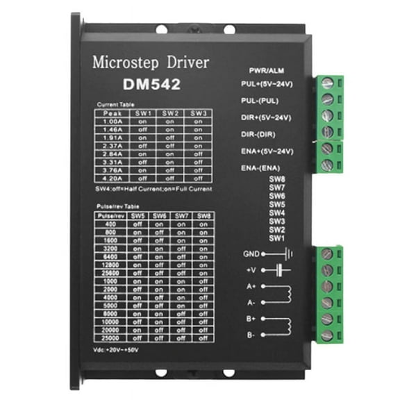 Stepper Motor Driver, DM542 Stepper Motor Driver Digital Driver Board for Nema 17, Nema 23 ,Etc,1 * DM542 Phase Stepper Driver,black