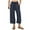 Dark Blue, variant on SwiftWear Women's Linen-Style Drawstring Waist Pants with Back Pockets, Plus Size Wide Leg Cropped Pants S-3XL