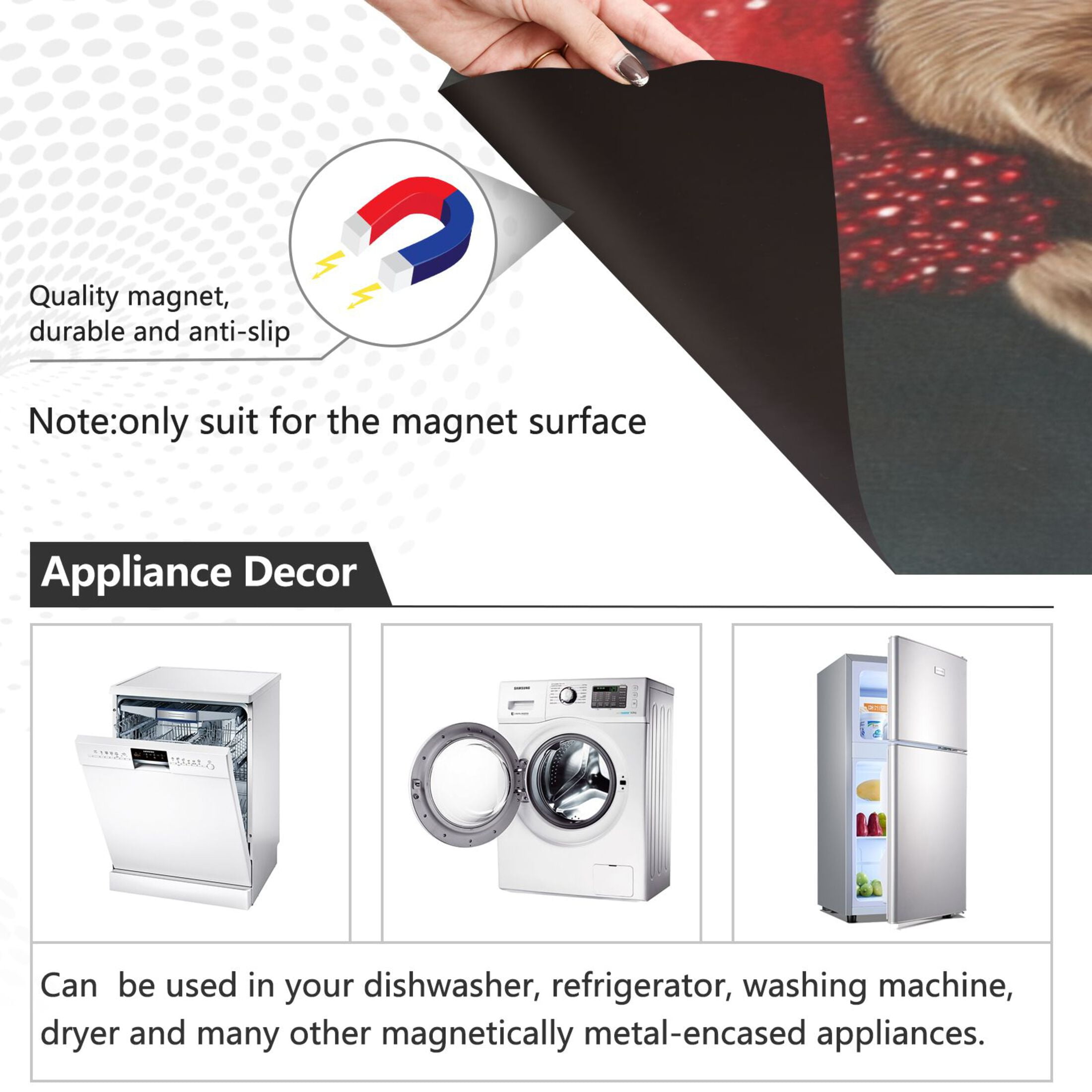 Dishwasher Magnetic Sticker 23x26 Inch Refrigerator Magnetic Sticker Washing Machine Magnetic Sticker Kitchen Panel Magnetic Sticker Home Decor Christmas Yellow Dog